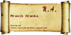 Mravik Aranka névjegykártya